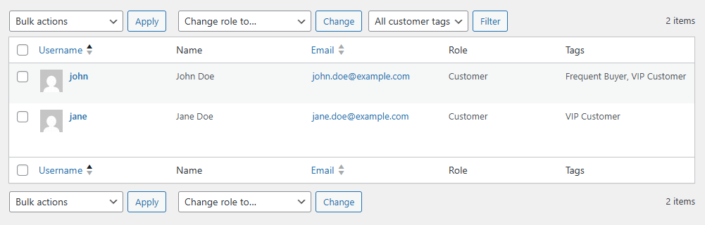 WooCommerce Auto Tag Customers by Behavior - Users list