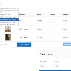 WooCommerce Cart Item Sorting Frontend