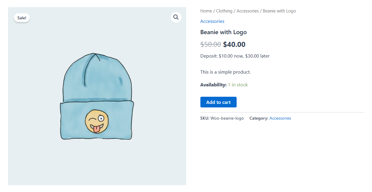 WooCommerce Deposits - Product page