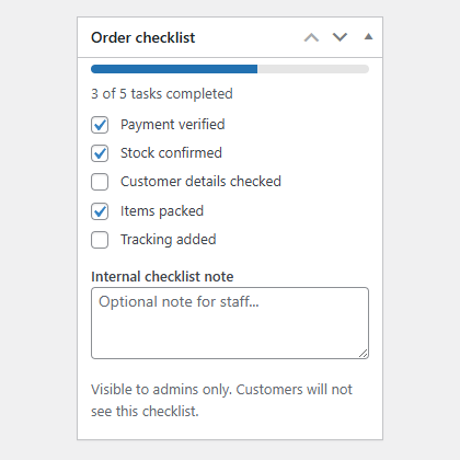 WooCommerce Order Checklist