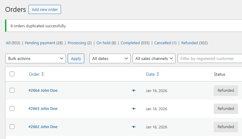 WooCommerce Order Duplicator