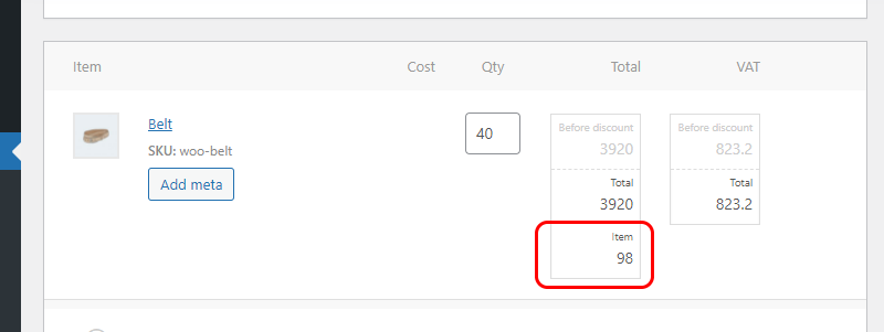 WooCommerce Order Item Cost Editor