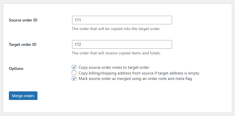 WooCommerce Order Merge