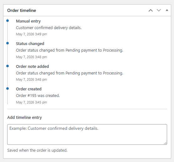 WooCommerce Order Timeline