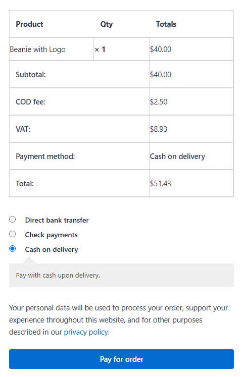 WooCommerce Payment Gateway Fees - Checkout Pay Page