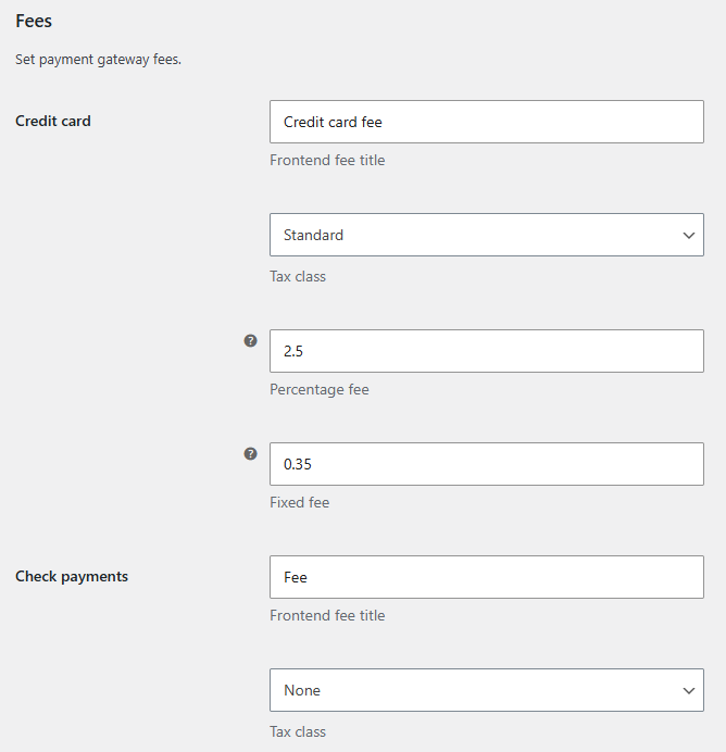 WooCommerce Payment Gateway Fees - Settings