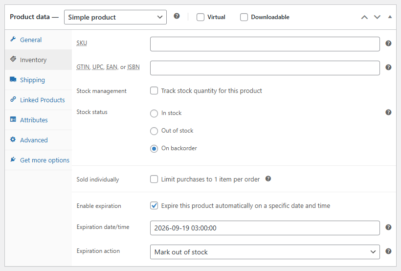 WooCommerce Product Expiration Dates